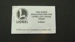 Lionel 6-65041 Sealed Mint Envelope (12-INSULATING Pins). Fixed Price $10.95.