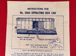 Lionel Postwar Instruction Sheet 3464 Operating Boxcar - Free Shipping 1/50. Fixed Price $13.95.