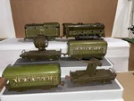 Marx Army Supply Tin Train Cars. 6PC. Loco Runs. Field Gun, Official & Radio.. Fixed Price $255.00.