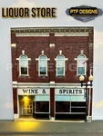 Scale Liquor Store - Building Flat/ Front W/led Scratch Built Lionel Mth. Fixed Price $22.99.