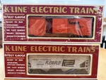 Lot Of 2 -k Line Frt Cars K75031 Santa Reefer & Penn Central 90008 Hopper New. Fixed Price $65.00.