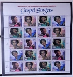 Stamps Sheet 1998 #3216-3219 Legends Of American Music Gospel Singers 20X. Fixed Price $7.00.