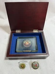 Lionel Century Club Hinged Wooden Storage Box, Paper Weight, Pin. Fixed Price $70.00.