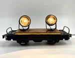 Marx Scale Rare Vintage Duel Flat Car. Spotlights & Layout Test Ok. Fixed Price $129.99.