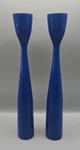 Vintage Blue Mcm Danish Modern Wood Tulip Candle Stick Holders 11.5" Denmark. Fixed Price $49.95.