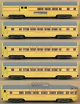 Early Williams Union Pacific 5-CAR Alum. Passenger Set O-gauge Nos. Fixed Price $129.99.