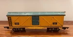 American Flyer #408 Scale Boxcar Pre-war Chicago Era Yellow/teal Tin Train. Fixed Price $50.00.