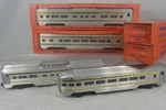 Lionel Postwar 2521, 22, And 2523 Gold Stripe Aluminum Passenger Cars, Ob. Fixed Price $340.00.