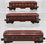 Lionel Vintage Gauge Red Tinplate Passenger Cars #2442,2442,2443. Fixed Price $84.99.