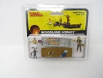Woodland Scenics 2756 Family Fishing Dock Boat Mom Dad Beagle Dog Figure Set. Fixed Price $23.99.