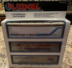 Lionel 6-12784 3 Intermodal Containers For Double Maxi Stack & Ttux Spine Cars!. Fixed Price $30.00.