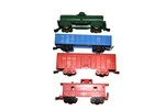 Lot Of 4 Marx O27 Scale Wheel Plastic Freight Cars Knuckle Couplers Model Rr. Fixed Price $14.50.