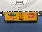 K-line Heinz Mustard #486 Wood-sided Classic Reefer Car K642-5206 No Box. Fixed Price $49.99.