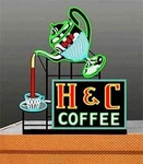 H&c Coffee Rooftop Animated Neon Sign- Ho/o Scales Flashes More-super Buy!!. Fixed Price $28.99.