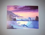 Lionel Dougy Print Dolphins Birds Rocks Underwater 13-1/2" X 10-1/2" W/mat. Fixed Price $49.96.