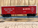 Lionel 6-19900 1987 Toy Fair Boxcar. Fixed Price $36.00.