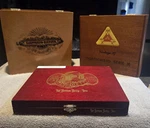 Set Of 3: Empty Wooden Cigar Boxes Montecristo Vintage 97, Fat Bottom Betty, San. Fixed Price $25.00.