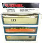 Lionel 6- 12826 Intermodal 3 Pack & 027 Gauge Box Cars. Fixed Price $32.00.