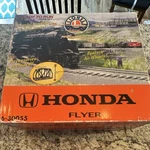 Lionel Honda Flyer Ready-to-run Gauge Starter Set Locomotive Box Car Caboose. Fixed Price $369.00.