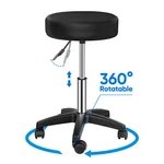 Round Rolling Pu Leather Height Adjustable Swivel Salon Stools With Wheels. Fixed Price $33.58.