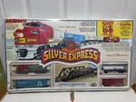 Bachmann Silver Express, Santa Fe Diesel Locomotive, 83 Pc Electric Ho Train Set. Fixed Price $299.99.
