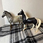 Breyer Horse Classic Figure 6136 Wild Blue Roan & 6180 Black Pinto Model. Fixed Price $30.00.