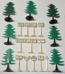 Vintage Plasticville Gauge Railroad, Street Signs, & Pine Lot 1405-79. Fixed Price $25.49.