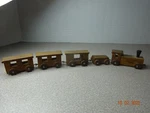Carved Handmade 9" Tiny Wooden Toy Train Set Natural 5 Piece Vintage. Fixed Price $9.99.