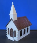 Plasticville O-scale CC-8(7) Country Church Kit White Walls W/brown Roof. Fixed Price $6.95.