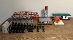 Vtg Scale Train Accessories Lot Trestle Bridges Stations Water Tower Gateman. Fixed Price $99.95.