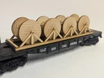 Customizable Scale Cable Reel Freight Flat Train Car Load Wood Kit Wire Spools. Fixed Price $29.99.