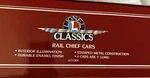 Lionel Gauge Lines Rail Chief Passenger Car Set Red Lights Metal. Fixed Price $325.00.