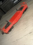 Lionel Gauge 6121 Lines Red Post-war 1950S Flat Car Complete. Fixed Price $17.50.