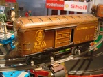 Marx Whl #384299 Brown Box Car Rr Marlines Tinplate Rare Color. Fixed Price $39.00.