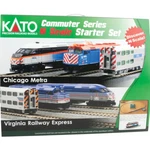 New Kato F40PH Commuter Train Starter Set Metra Scale. Fixed Price $274.99.