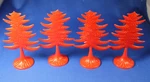 O/s Plasticville #CT-6 Red Evergreen Trees (4) Excellent Condition. Fixed Price $69.00.