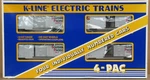 K-line K-6424A Southern Pacific "overnight" Boxcar 4-PACK O-gauge Nos. Fixed Price $59.99.