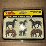 Scale Woodland Scenics, Chestnut Horses Figurine Set #A1842 Bnos. Fixed Price $12.74.