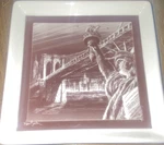 Carnival Cruise Line New York Statue Of Liberty Square White Collector Plate. Fixed Price $7.50.