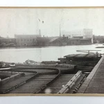 Antique Photo Great Log Jam Railroad Bridge Bent Rails Grand Rapids Mi 1883. Fixed Price $225.00.