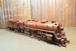 Wooden Steam Locomotive & Tender Railroad Track Hand Made Art 27" Long. Fixed Price $227.00.