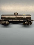 Lionel Early Postwar Very Scarce 1947 Issue Black 2855 Semi Scale Tank Car!. Fixed Price $150.00.