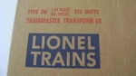 Lionel Zw Licensed Corrugated Transformer Reproduction Box W/four Inserts. Fixed Price $25.95.