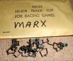 40-COUNT Track Clips Marx 1/32ND Slot #hs 618 Nos Very Scarce Hard To Find. Fixed Price $80.00.