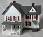 Rail King By Mth Model Train White Farm House With Red Shutters (lit) 30-9693. Fixed Price $32.00.