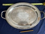 Lge Rogers Silver Plate Platter 24X15 Vietnam War Engraved: Takhli Rtafb. Fixed Price $28.00.