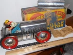Works! Vintage Marx Wind-up Tin Tractor & Box Instruction Sheet Plow. Fixed Price $245.00.