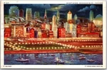 Chicago Illinois, 1938 Night Scene, Michigan Boulevard, City Lights, Postcard. Fixed Price $7.19.