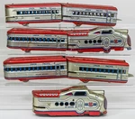 Lot Of 7 Marx Union Pacific M10005 Lithoed Tin Model Rr Engines/cars:red:o Gauge. Fixed Price $150.00.