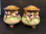 Princess Louise Porcelain, Hand Painted Salt/pepper, Pansies By M.d.miller, Nice. Fixed Price $20.00.